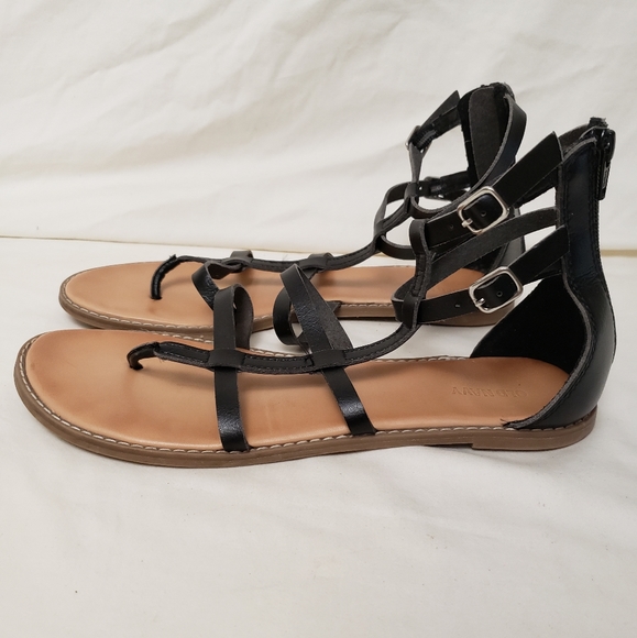 Old Navy Gladiator Sandals Leather Black Women Size 10 Excellent Shape - Picture 2 of 7
